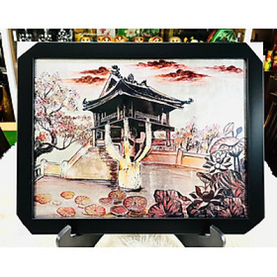 Tranh sơn mài - CHÙA MỘT CỘT - Di tích lịch sủ Việt Nam