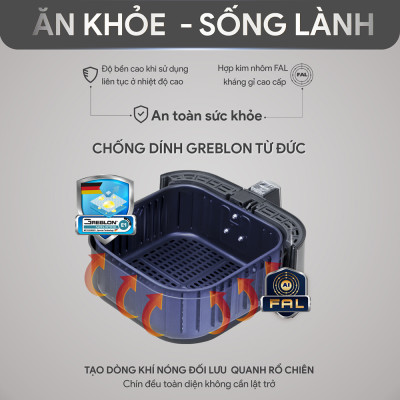 Nồi chiên không dầu Bluestone 5.5 lít AFB-5878 - Hàng chính hãng