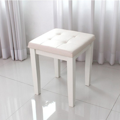 GHẾ TRANG ĐIỂM CHÂN GỖ MẶT ĐỆM XUẤT KHẨU HÀN QUỐC - MÀU TRẮNG