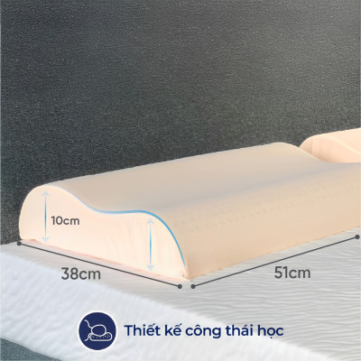 Gối Nằm Cao Su Thiên Nhiên Liên Á Contour- Chống đau mỏi vai gáy, hỗ trợ giấc ngủ, chống ngáy-100% cao su thiên nhiên