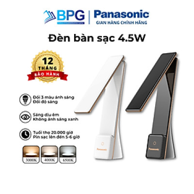Đèn Bàn Sạc PANASONIC 5W HHGLT0339W88L – HHGLT0339B88L Siêu Nhỏ gọn, Nút cảm ứng thay đổi độ sáng, thay đổi 3 màu ánh sáng, Gập để bật tắt, không ánh sáng xanh bảo vệ mắt