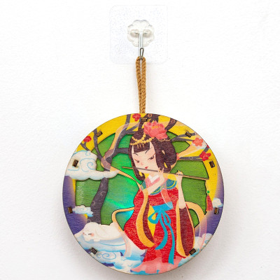 Lồng Đèn Trung Thu Gỗ Mộc Màu : Đèn Hằng Tròn - Bách Mộc 04 (Có Kèm Pin)