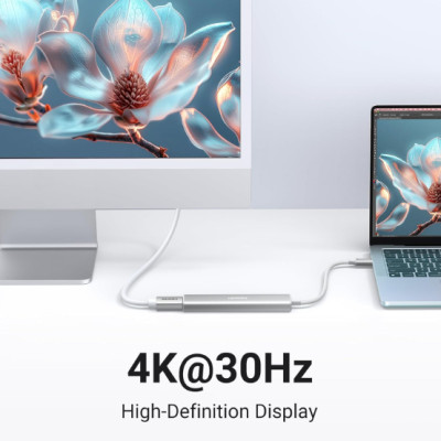 Cáp chuyển USB-C sang HDMI + PD 100W + 3 x USB 3.0 Ugreen 35580 - Hàng chính hãng