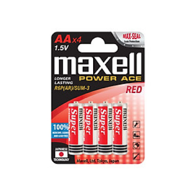 Pin tiểu AAA/ 3A Maxell R6P hàng siêu thị - Vỉ 4 viên, hộp 36 viên - Hang chính hãng