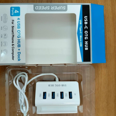 Hub OTG Chia 4 Cổng USB Đầu Type C Có Giá Đỡ Điện Thoại