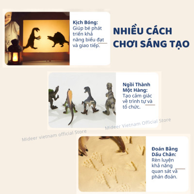 Mô hình khủng long mini cao su mềm Mideer Dinosaur Toys Set  jurassic world  T-rex