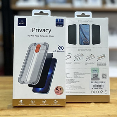 Kính Chống Nhìn Trộm Wiwu Iprivacy HD Anti - Peep cho Ip có Khung Trợ Dán cho Ip 13/ 13promax, chống vân tay - Hàng chính hãng