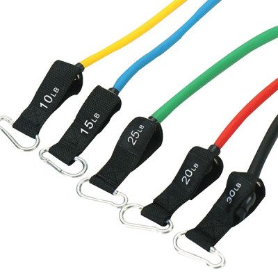 Bộ dây tập thể lực 5 màu dài 120cm làm từ sợi cao su đàn hồi, hỗ trợ các bài tập thể lực tại nhà hiệu quả