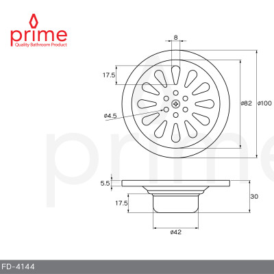 FD-4144 Phễu thoát nước Prime [WS] (Sản xuất tại ThaiLand 100% )