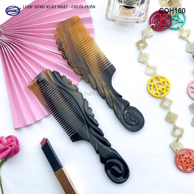  Lược Sừng Vân Nưa Chuôi Cuốn (Size: XL-20cm) Họa Tiết Uốn Lượn Sắc Sảo, Chăm sóc tóc - COH160