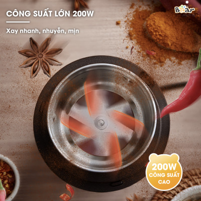 Máy Xay Bột Khô Đa Năng Bear Cà Phê, Hạt Tiêu, Ngũ Cốc Công Suất Lớn MDJ-A02G3 - Hàng Chính Hãng