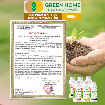 Chế Phẩm Sinh Học Bacte Bios Nứt Thân Xì Mủ, Green Home, Chai 500ml, Từ Thảo Mộc Hiệu Lực Nhanh Mạnh