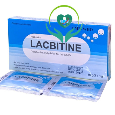 ￼Men tiêu hoá Lacbitine hộp 10 gói, Vinaphar, hỗ trợ tiêu chảy, táo bón