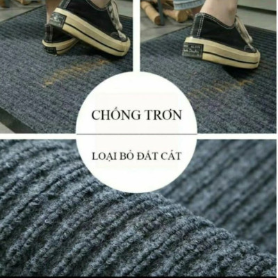 Thảm chùi chân Cao Cấp đế chống trượt dạng sọc Stripmate Màu Xám đen / Xám đỏ nhiều size