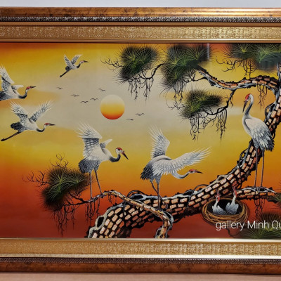 Tranh sơn mài" Tổ ấm giá đình" TÙNG HẠC