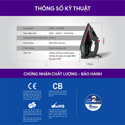 Bàn ủi hơi nước Bluestone SIB-3835 - Hàng chính hãng