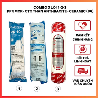 Combo 3 Lõi Lọc Nước Thô 1-2-3 ( PP 5 MCR - CTO ANTHRACITE - CERAMIC) Hàng Chính Hãng