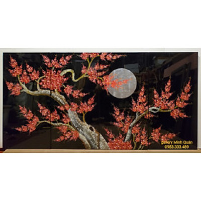 Tranh sơn mài-Hoa đào đón mùa Xuân