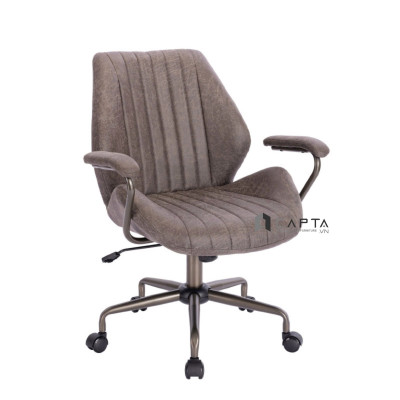 Ghế xoay học sinh học bài nệm pu màu nâu bò CE1031-P Nội thất Capta Lưng trung nệm PVC dày cao cấp xoay nâng hạ độ cao tay và chân ghế sắt sơn tĩnh điện màu xám – nâu