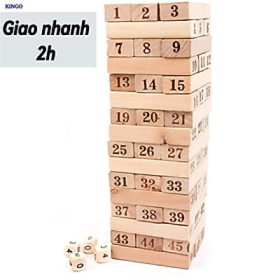 Trò chơi rút gỗ KG51 wiss toy thông minh kèm 4 xúc xắc cho bé trai và bé gái loại lớn gồm 54thanh - Hàng chính hãng