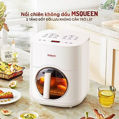 Nồi chiên không dầu Masuto MSQueen 6L màn hình cảm ứng, đốt 2 tầng đối lưu không cần trở lật - Hàng chính hãng