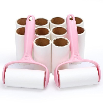 Con lăn bụi hồng có tay cầm làm sạch quần áo, ga giường ( Tặng kèm 2 Con lăn) Linh Chi Bedding