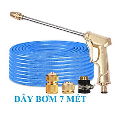 ️ Bộ dây vòi xịt nước rửa xe, tưới cây , tăng áp 3 lần, loại 7m, 10m 206701-3 đầu đồng, cút đồng