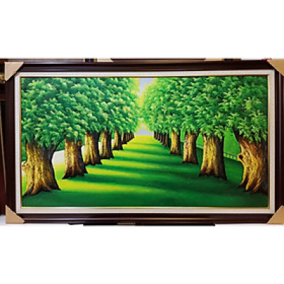 TRANH VẼ SƠN DẦU - HÀNG CÂY SỒI ( HAI HÀNG CÂY XANH)