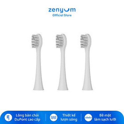 [Chính Hãng] Combo 3 Đầu Bàn Chải Điện Thay Thế Zenyum Sonic  MỚI 2.0- Công Nghệ Singapore - Trắng