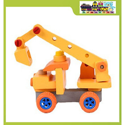 Bộ Đồ Chơi Tháo Gỡ Và Lắp Ráp Xe Cần Cẩu, Đồ Chơi Mô Hình Máy Trộn, Đồ Chơi Xếp Hình Máy Xúc, Đồ Chơi Gỗ Cao Cấp Xe Tải Tự Đổ-Chính Hãng BABYBOSS + Tặng Kèm Tranh Ghép Bằng Gỗ