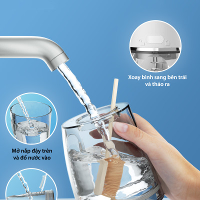 Máy Tăm Nước Cầm Tay Chính Hãng Lorca TA 9109WT Vệ Sinh Răng Miệng, Bộ 5 Đầu Tăm, 5 Chế Độ Sử Dụng