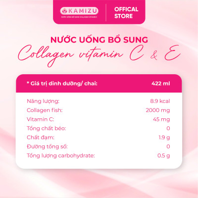 Nước uống bổ sung Collagen Vitamin C Kamizu - Thùng 24 chai
