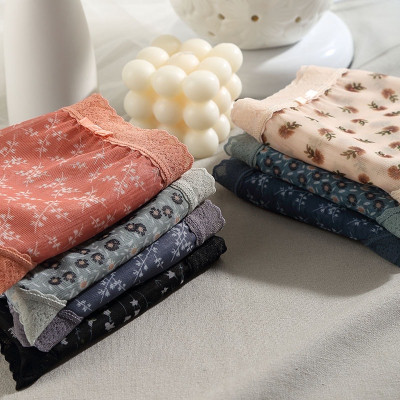 Combo 5 Quần Lót Nữ Voan Hoa Nhí Vintage – Lưng Cao, Big Size 2354