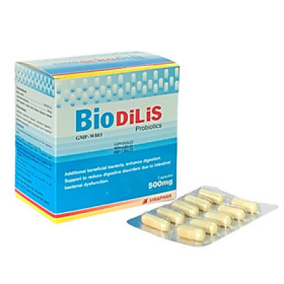 Men Tiêu Hoá Dạng Viên BIODILIS  Vinaphar - Hộp 100 viên- Bổ sung lợi khuẩn , hỗ trợ tiêu chảy, táo bón, tăng cường hệ tiêu hóa