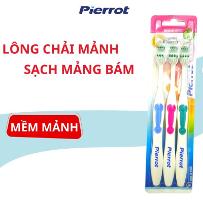[ Mua 2 tặng 1 chỉ kẽ răng ] Bộ ba bàn chải sắc màu mềm Pierrot