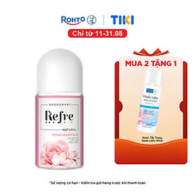 Lăn khử mùi chiết xuất thiên nhiên Refre Natural Rosa Magnolia – Hồng Mộc Lan 40ml