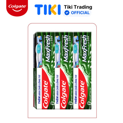 Bộ 3 Kem đánh răng Maxfresh Bamboo Charcoal 225g kèm bàn chải lông tơ phủ than