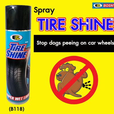 Chai xịt bóng lốp xe, chai xịt bóng vỏ xe, chai xịt bóng ghế xe ô tô ,chai xịt bóng yên xe máy và bảo vệ lốp xe, vỏ xe, ghế xe và yên xe - TIRE SHINE Bosny B118 600cc- Nhập khẩu Thái Lan