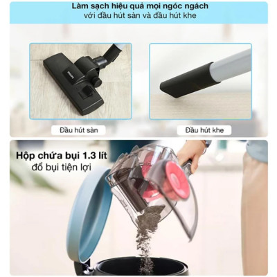 [BẢO HÀNH 2 NĂM] Máy hút bụi không túi Serial 2000, Thương hiệu Hà Lan cao cấp Philips XB2022/81, Bộ lọc Super Clean Air, Động cơ bền bỉ 1500W - Hàng Nhập Khẩu