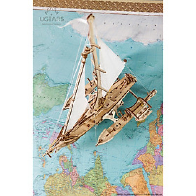 Mô hình gỗ cơ khí, Ugears Trimaran - Thuyền buồm cánh tam giác, mô hình lắp ráp 3D, chính hãng UGEARS, nhập khẩu nguyên bộ từ EU, đồ chơi trí tuệ
