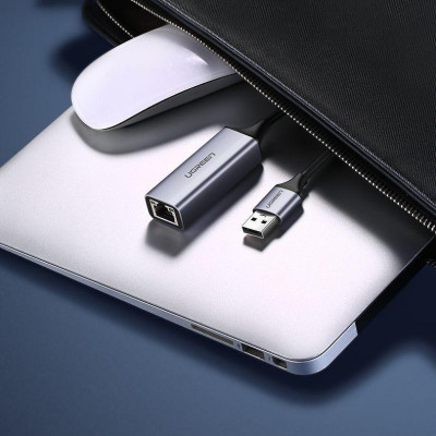 Ugreen UG50921CM209TK 10CM màu xám card mạng USB 2.0 ra RJ45 10/100Mbps - HÀNG CHÍNH HÃNG