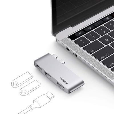 Ugreen UG10914CM415TK chỉ dành riêng cho Macbook Bộ chuyển đổi 2 cổng USB type C sang 1 x HDMI 4K60Hz + 2 x USB 3.0 - HÀNG CHÍNH HÃNG