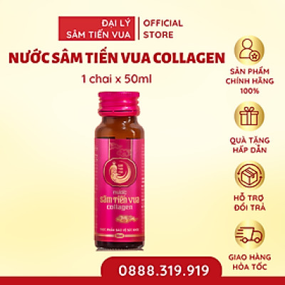 Nước Sâm Tiến Vua Collagen (50ml) - Bồi Bổ Sức Khỏe, Tươi Trẻ Làn Da, Làm Từ Củ Sâm, Nano Collagen, Vitamin C