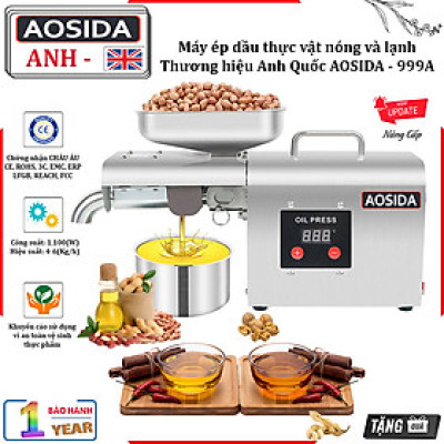 [HÀNG NHẬP KHẨU] Máy ép dầu thực vật nóng và lạnh dùng trong gia đình, công suất 1100W - Thương hiệu Anh Quốc cao cấp AOSIDA 999A