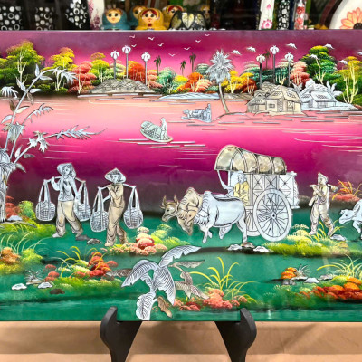 Tranh sơn mài - ĐỒNG QUÊ VIỆT NAM - Khảm cừ cao cấp, hàng xuất khẩu nhiều size