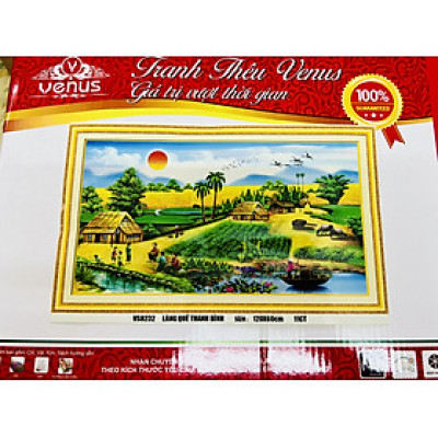 Tranh thêu kín Phong cảnh làng quê vs8232 kích thước 120 x 60 cm