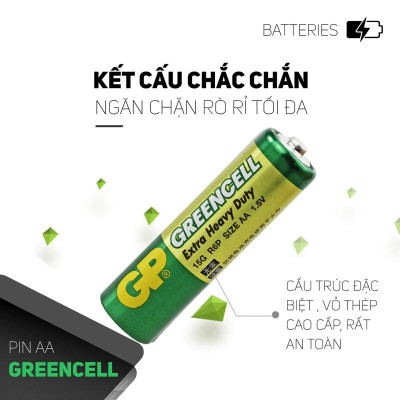 Vỉ 2 Pin Tiểu GP Greencell Extra Heavy Duty AA 1.5V - GP 15G-2U2