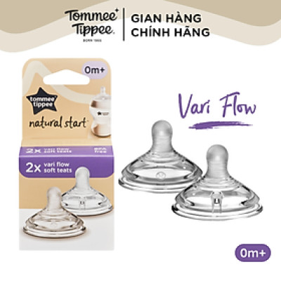 Núm Ty Silicon Siêu Mềm Tự Nhiên Cho Bé Tommee Tippee Natural Start Vari Flow Từ Sơ Sinh (Vỉ Đôi)