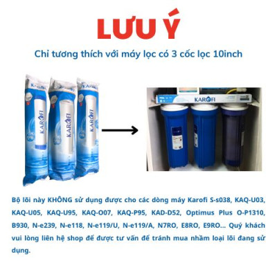 Bộ 3 Lõi lọc nước số 1,2,3 hàng chính hãng Karofi