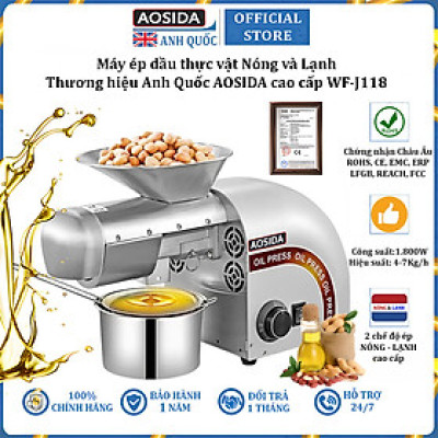 Máy ép dầu ăn thực vật Nóng và Lạnh thương hiệu Anh Quốc AOSIDA WF-J118 - Công suất 1800W - Hàng chính hãng